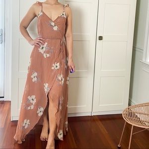 Lulus All Mine Dusty Rose High Low Wrap Dress XS